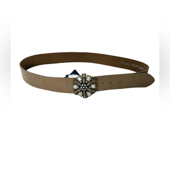 Next Leather Belt Made In Britain Tan Floral Gemstone Buckle New Sz Large Eur 4 main image 5